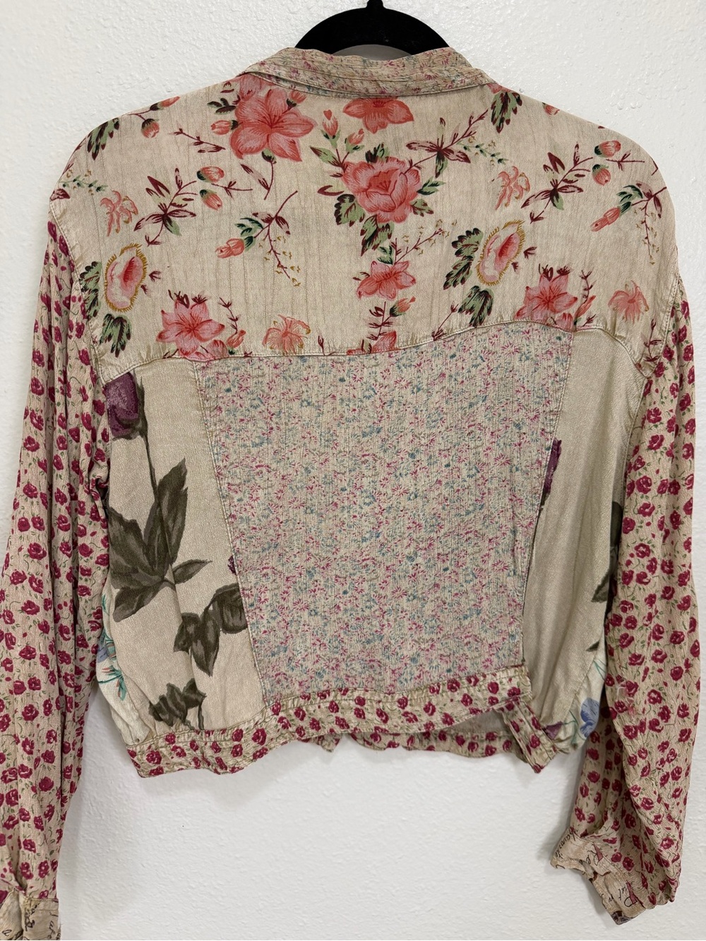 Sacred Threads Patchwork Floral Boho Jacket Shirt Prairie Cottagecore M/L - Picture 2 of 6